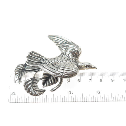 925 Sterling Silver Vintage Dove of Peace Oxidized Pin Brooch