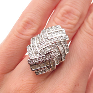 Collins 925 Sterling Silver Round Princess & Radiant-Cut C Z Ring Size 6