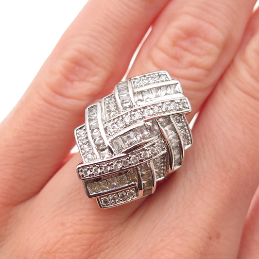 Collins 925 Sterling Silver Round Princess & Radiant-Cut C Z Ring Size 6