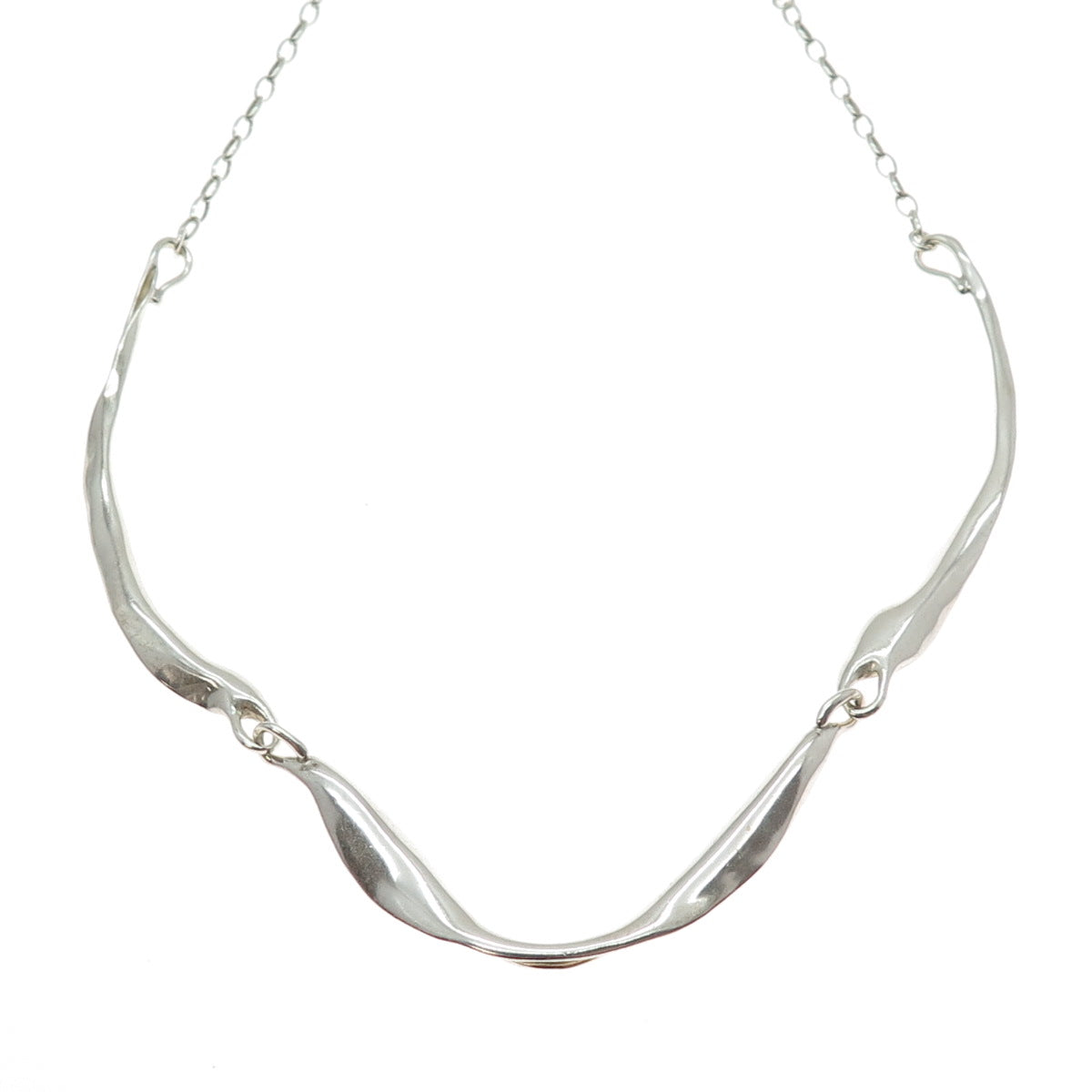 HAGIT GORALI 925 Sterling Silver Vintage Israel Modernist Chain Necklace 20"