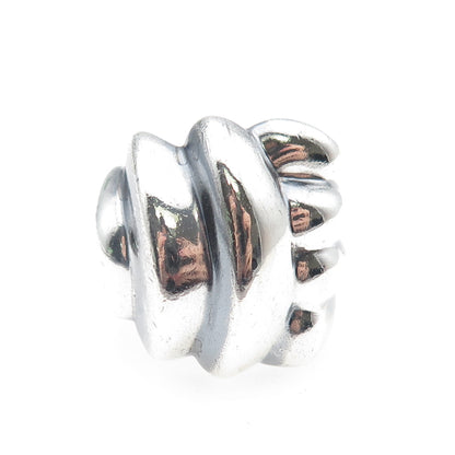 925 Sterling Silver Vintage Mexico Modernist Ribbed Dome Oxidized Ring Size 6.75