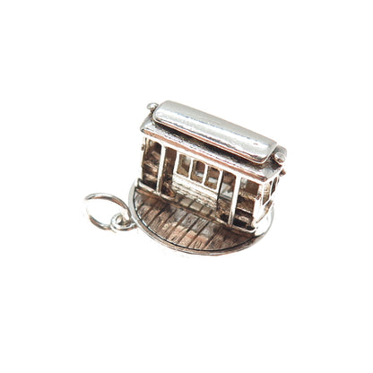 925 Sterling Silver Vintage San Francisco Cable Car Mini 3D Charm Pendant