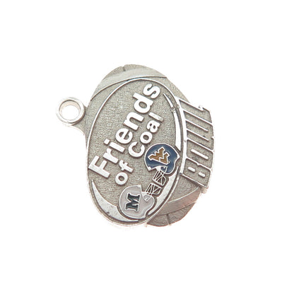 925 Sterling Silver Vintage Enamel Friends of Coal Bowl Minimalist Charm Pendant