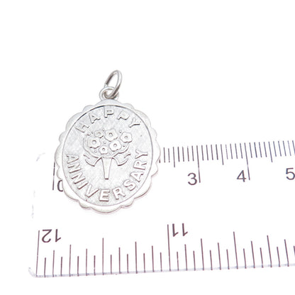 LAMODE 925 Sterling Silver Vintage Happy Anniversary Charm Pendant