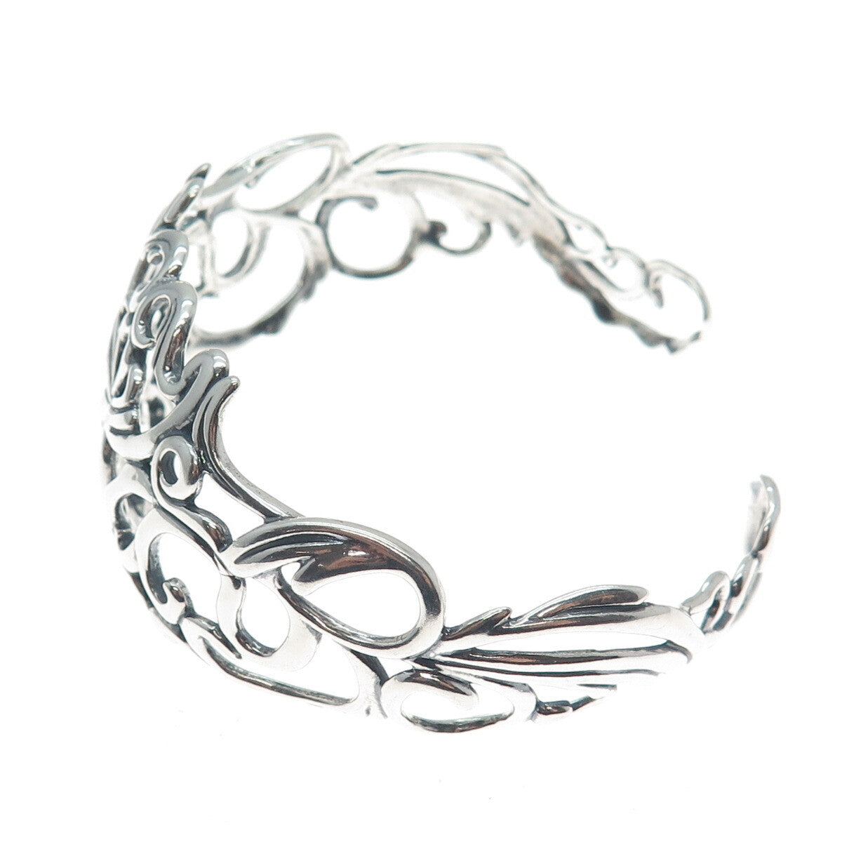 CAROLYN POLLACK Sterling Silver Vintage Flower Ornate Adjustable Bracelet 6.75"