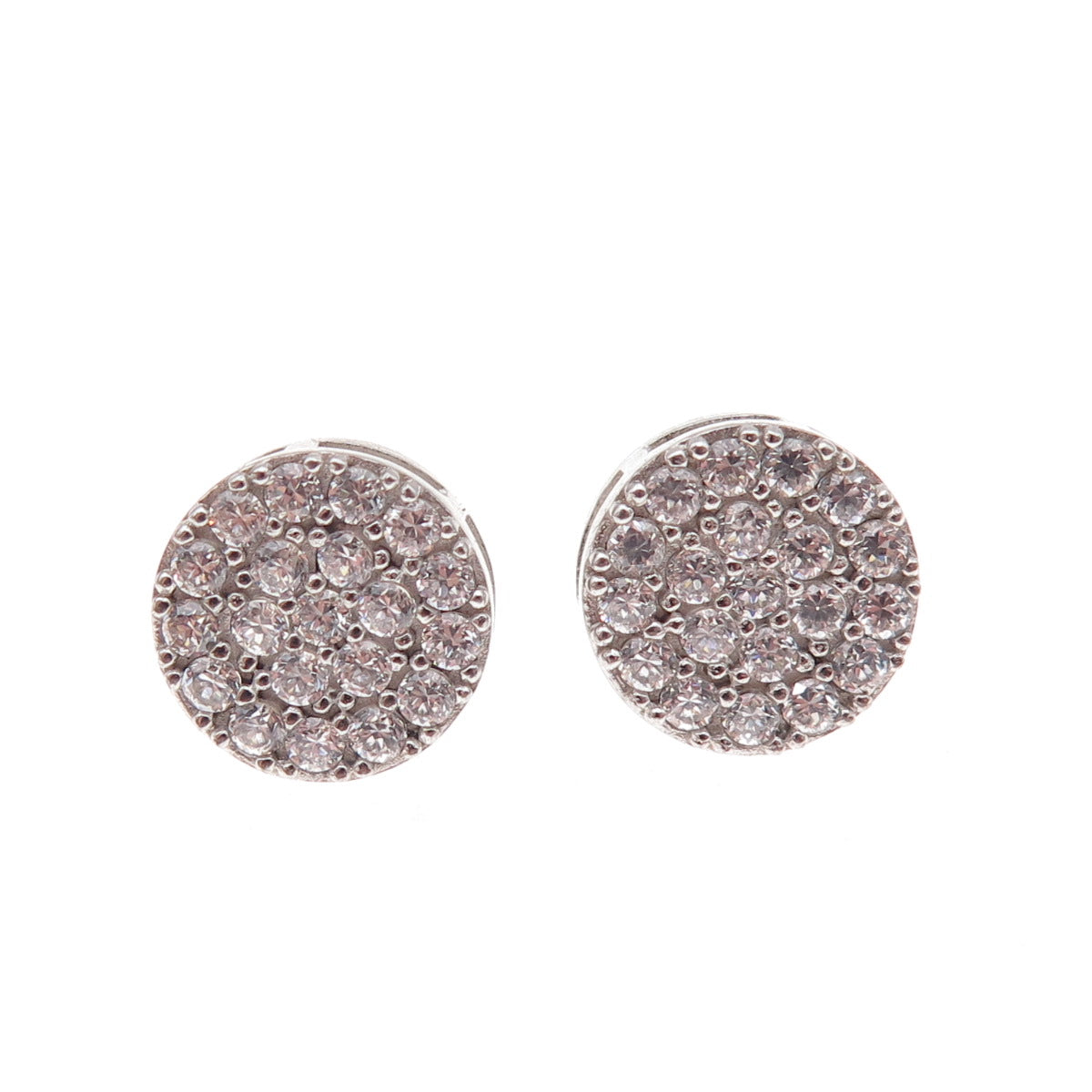 925 Sterling Silver Round-Cut C Z Stud Earrings