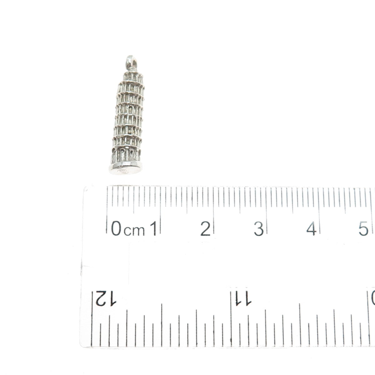 800 Silver Vintage Tower of Pisa 3D Charm Pendant