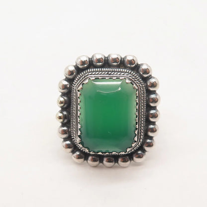 925 Sterling Silver Vintage Real Chalcedony Gemstone Ring Size 6.5