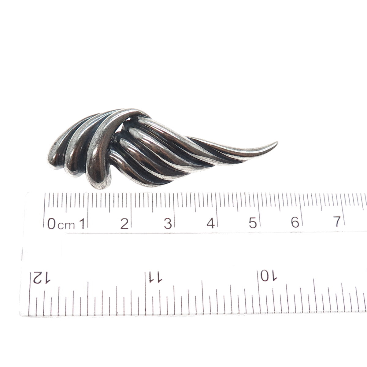 925 Sterling Silver Vintage Modernist Oxidized Pin Brooch