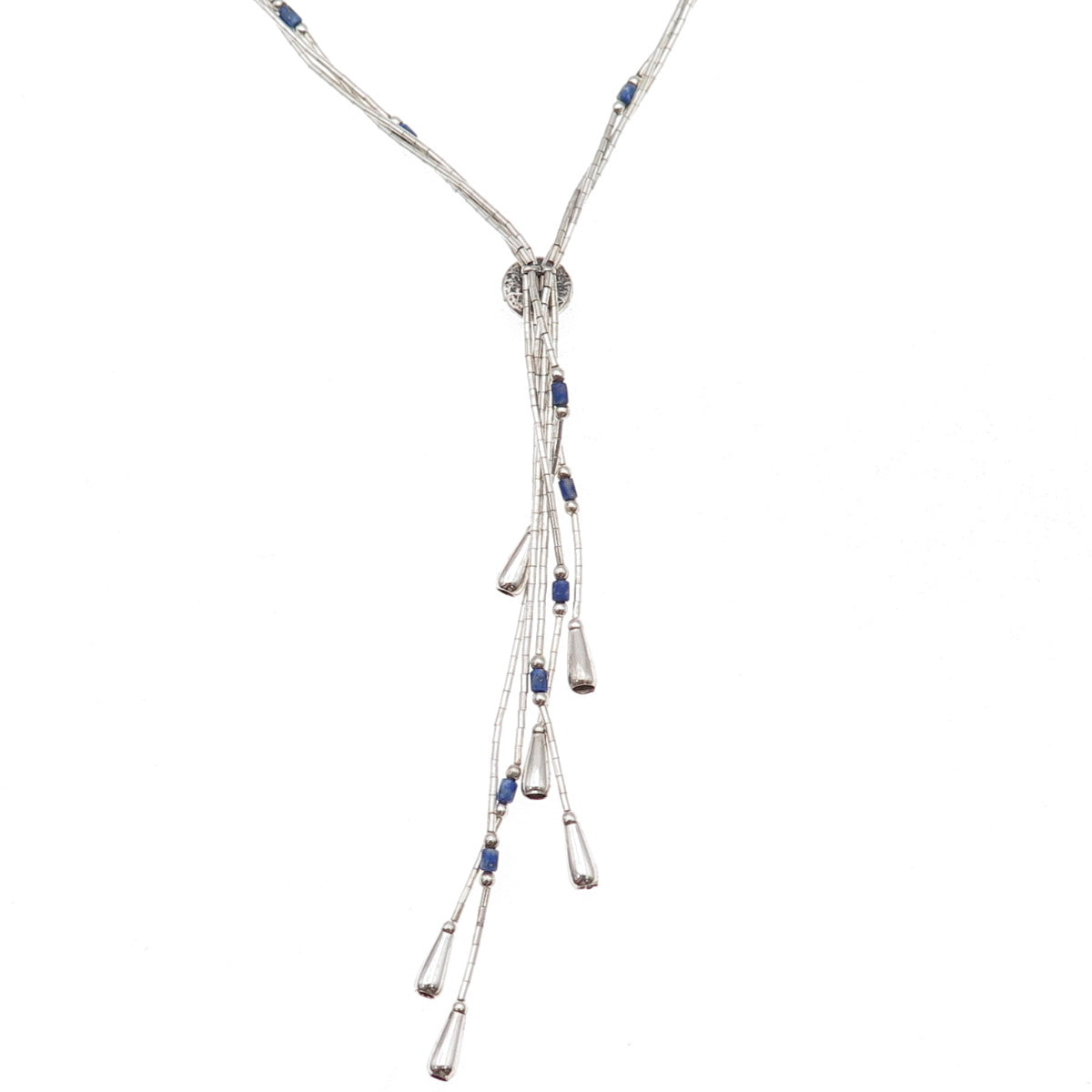 Carolyn Pollack Old Pawn 925 Sterling Vintage Lapis Liquid Chain Necklace 18-20"