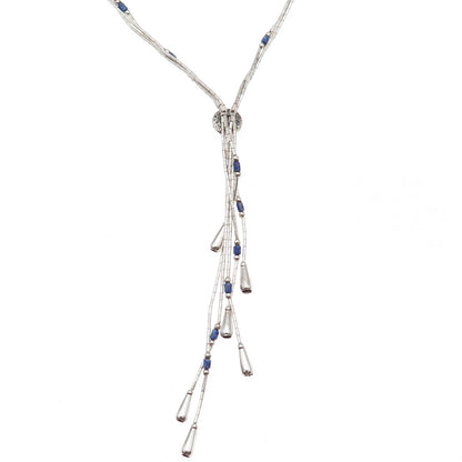 Carolyn Pollack Old Pawn 925 Sterling Vintage Lapis Liquid Chain Necklace 18-20"