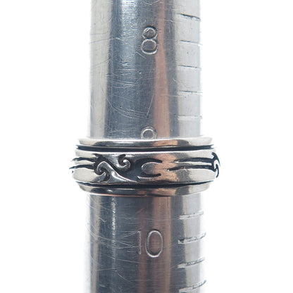 925 Sterling Silver Vintage Tribal Band Ring Size 9.5