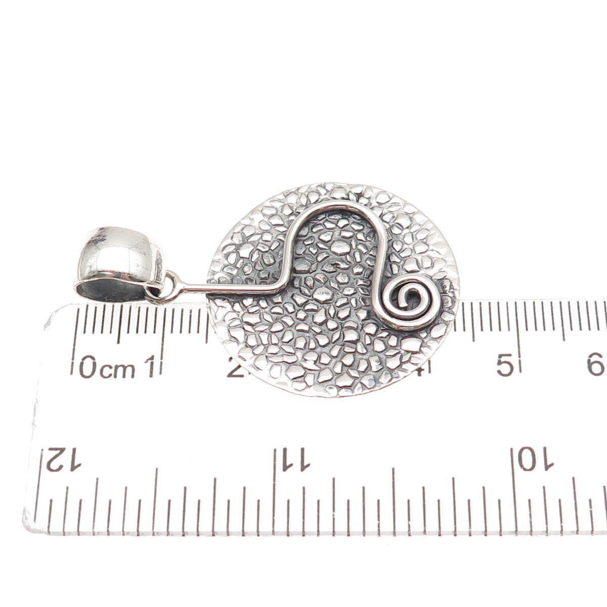 950 Silver Vintage Modernist Nugget Spiral Oxidized Charm Pendant