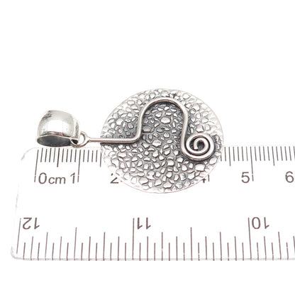 950 Silver Vintage Modernist Nugget Spiral Oxidized Charm Pendant