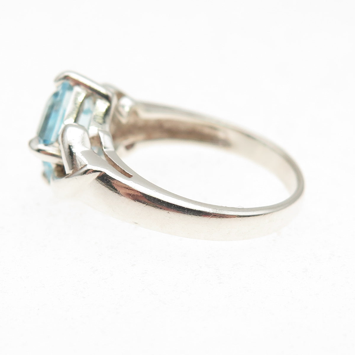 CNA Pranda 925 Sterling Silver Vintage Real Blue Topaz Heart Ring Size 6