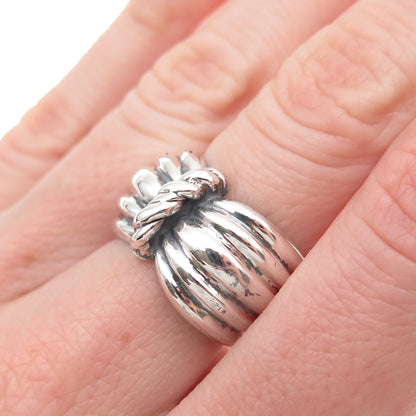 Boma 925 Sterling Silver Vintage Modernist Bow Oxidized Ring Size 6.25