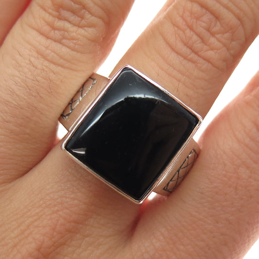 PHLD PlayHardLookDope 925 Sterling Silver Real Black Onyx Ring Size 11.5