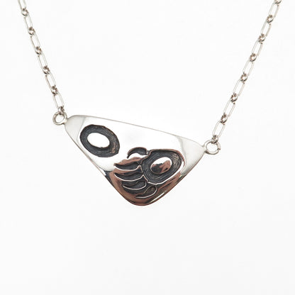 Old Pawn Hopi 925 Sterling Silver Vintage Bear Paw Tribal Chain Necklace 16"