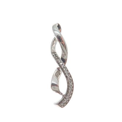 JANE SEYMOUR 925 Sterling Silver Real Round-Cut Diamond Twisted Charm Pendant