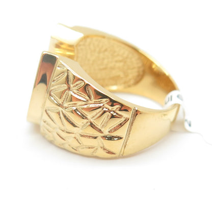 925 Sterling Silver Gold Plated Pave C Z Horseshoe For Good Luck Ring Size 7
