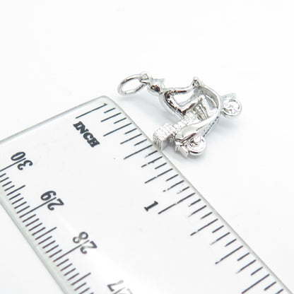 925 Sterling Silver Vintage Bermuda Man On A Motor Scooter Charm Pendant