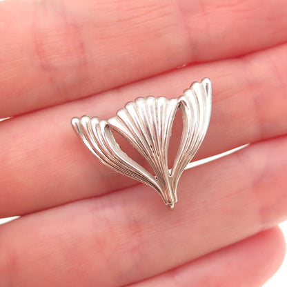 925 Sterling Silver Antique Art Deco Floral Charm Holder Pin Brooch