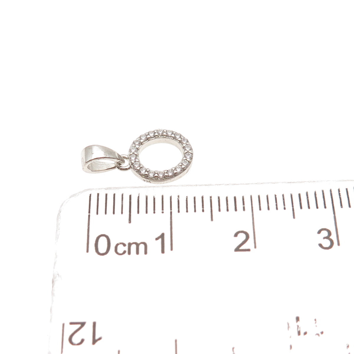 925 Sterling Silver Round-Cut C Z Letter O Initial Mini Charm Pendant