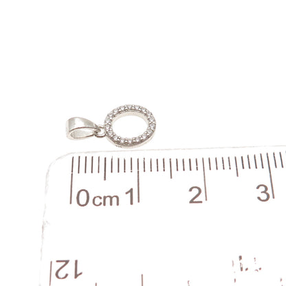 925 Sterling Silver Round-Cut C Z Letter O Initial Mini Charm Pendant