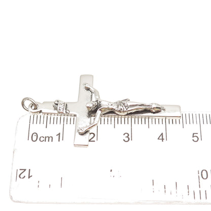 Creed 925 Sterling Silver Vintage Crucifix Cross Religious Oxidized Pendant