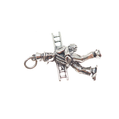 835 Silver Vintage European Chimney Sweep Oxidized Charm Pendant