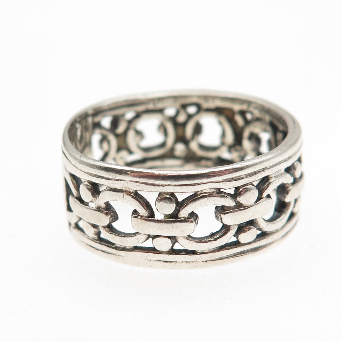 925 Sterling Silver Vintage Chain Link Oxidized Band Ring Size 12.25