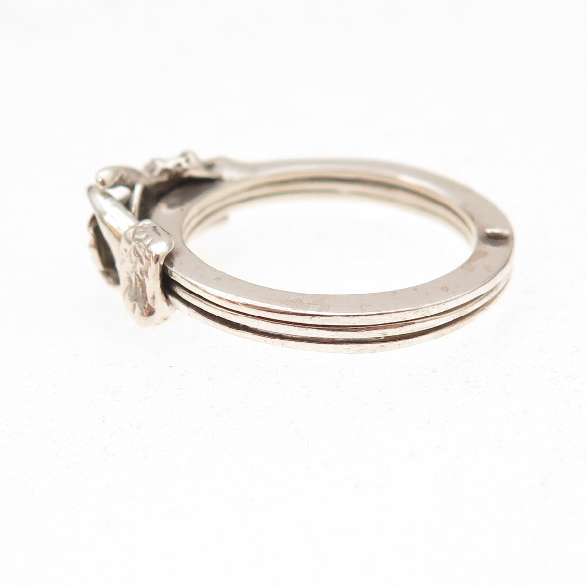 925 Sterling Silver Vintage Mexico Fede Gimmel Friendship Folding Ring Size 6.5