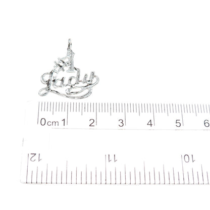 925 Sterling Silver Vintage #1 Lady Minimalist Charm Pendant