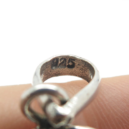 925 Sterling Silver Vintage Real Smoky Milky Agate Modernist Pendant