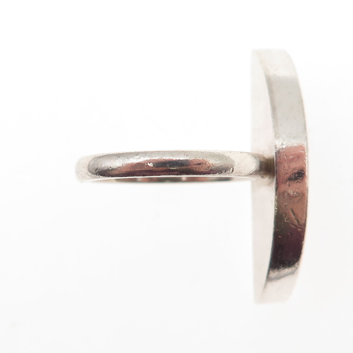 925 Sterling Silver Vintage Real Amber Modernist Crescent Ring Size 7