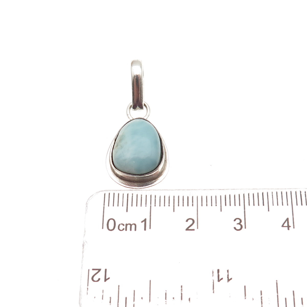 925 Sterling Silver Vintage Real Larimar Modernist Charm Pendant