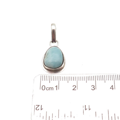 925 Sterling Silver Vintage Real Larimar Modernist Charm Pendant