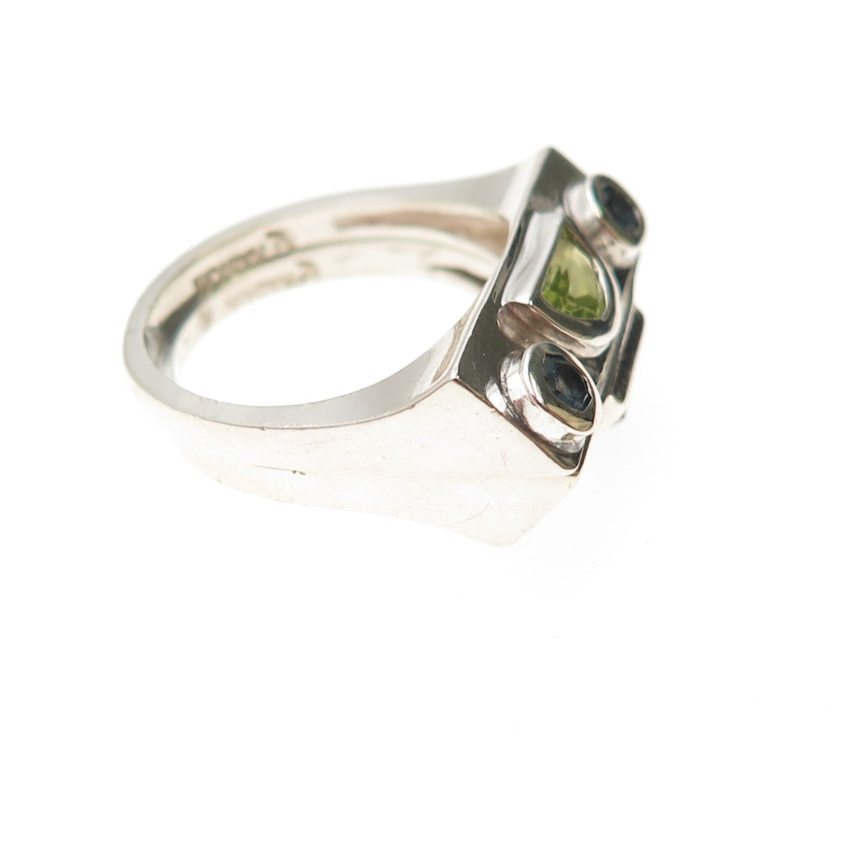 Elyse Fradkin 925 Sterling Vintage Amethyst London Topaz & Peridot Ring Size 6.5