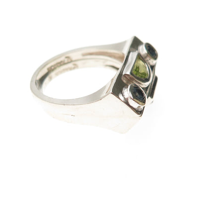 Elyse Fradkin 925 Sterling Vintage Amethyst London Topaz & Peridot Ring Size 6.5