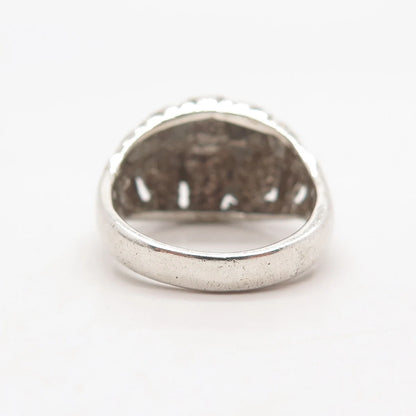 925 Sterling Silver Vintage Domed Ring Size 6