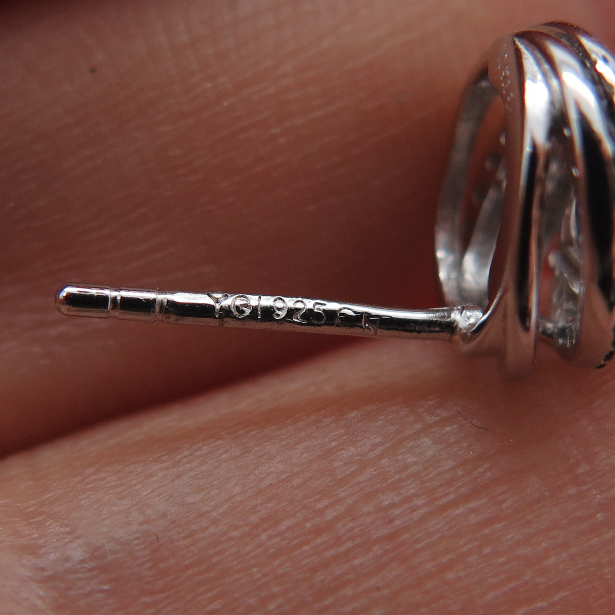 925 Sterling Silver Round-Cut Black C Z Twisted Stud Earrings