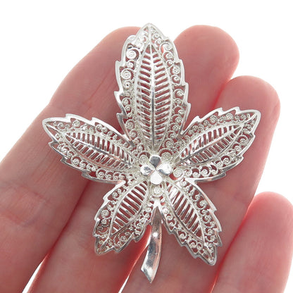 WILLI NONNENMANN 925 Sterling Silver Vintage Germany Floral Filigree Pin Brooch