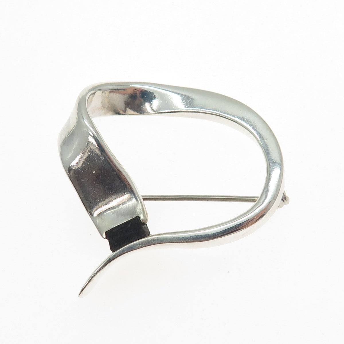 925 Sterling Silver Vintage Modernist Loop Pin Brooch