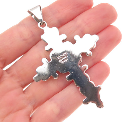 Carsi Sterling Silver Vintage Mexico Turquoise Lapis Onyx Sugilite Cross Pendant