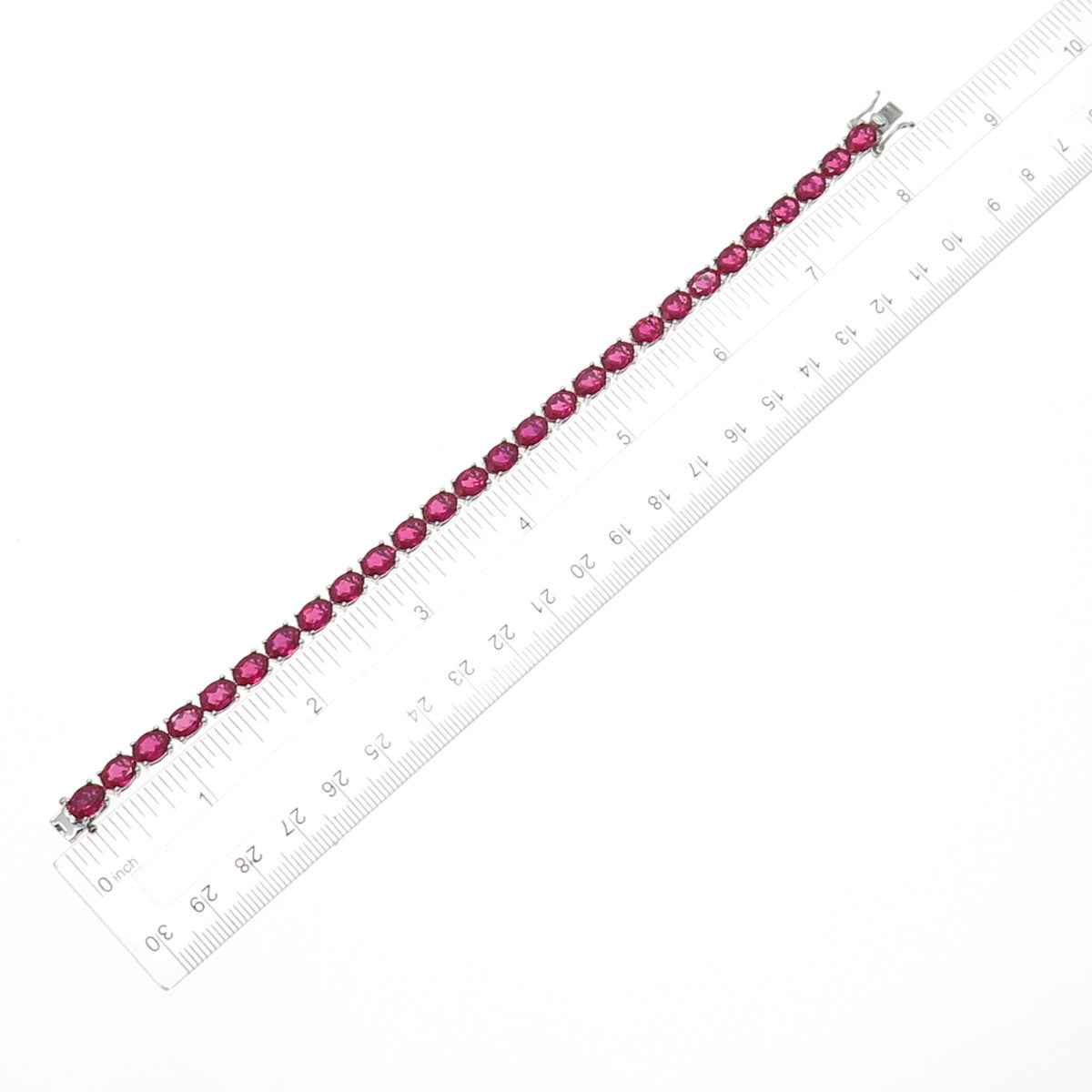 925 Sterling Silver Oval-Cut Lab-Created Ruby Tennis Link Bracelet 7.75"