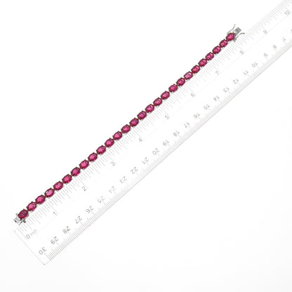 925 Sterling Silver Oval-Cut Lab-Created Ruby Tennis Link Bracelet 7.75"