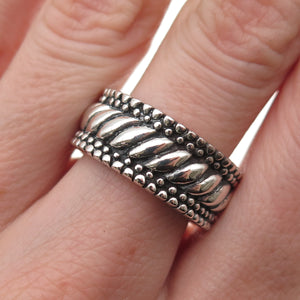 925 Sterling Silver Vintage Modernist Oxidized Band Ring Size 7