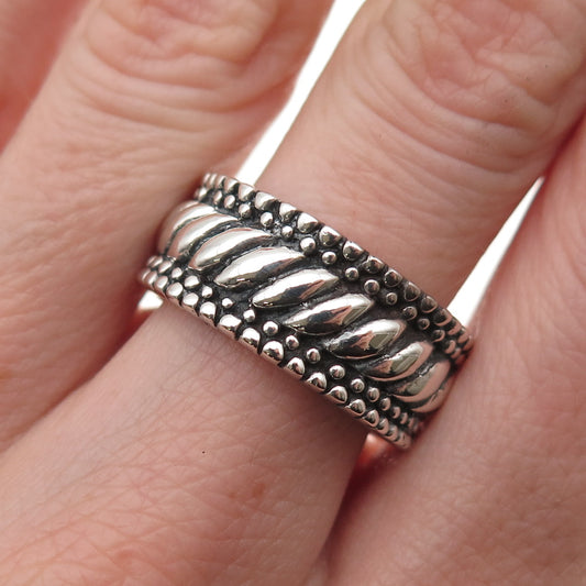 925 Sterling Silver Vintage Modernist Oxidized Band Ring Size 7