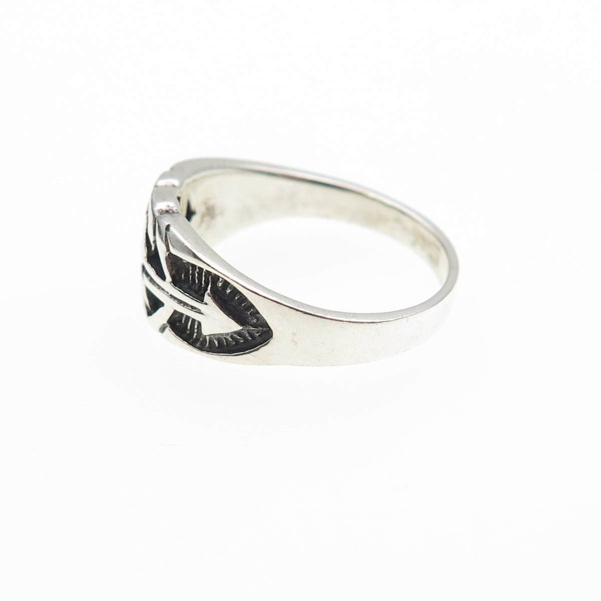 925 Sterling Silver Vintage Arrow Knot Oxidized Ring Size 6