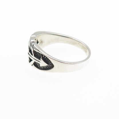 925 Sterling Silver Vintage Arrow Knot Oxidized Ring Size 6